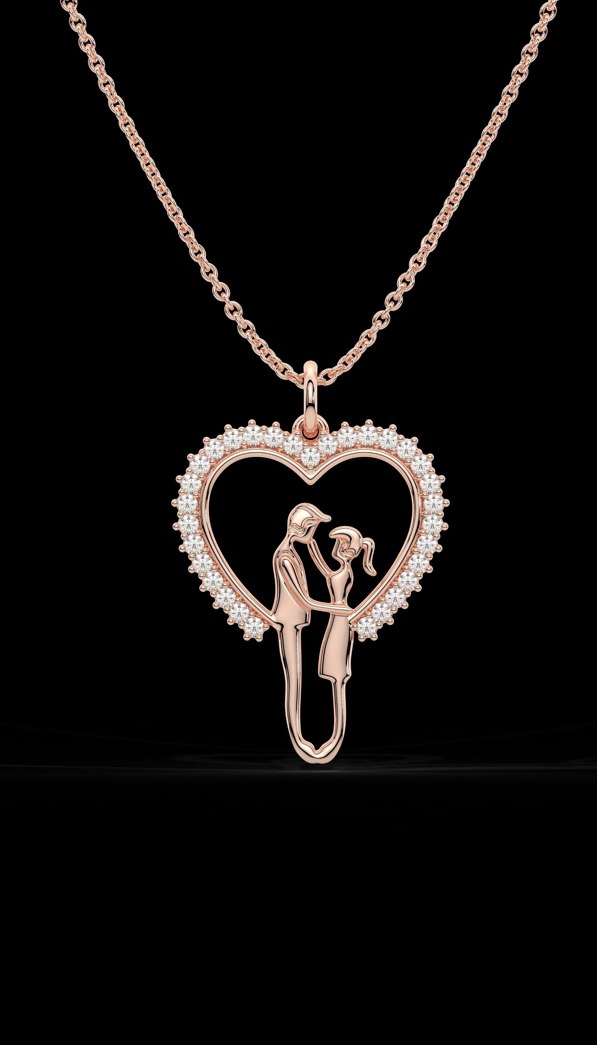 Loving Couple Heart 925 Sterling Silver Necklace