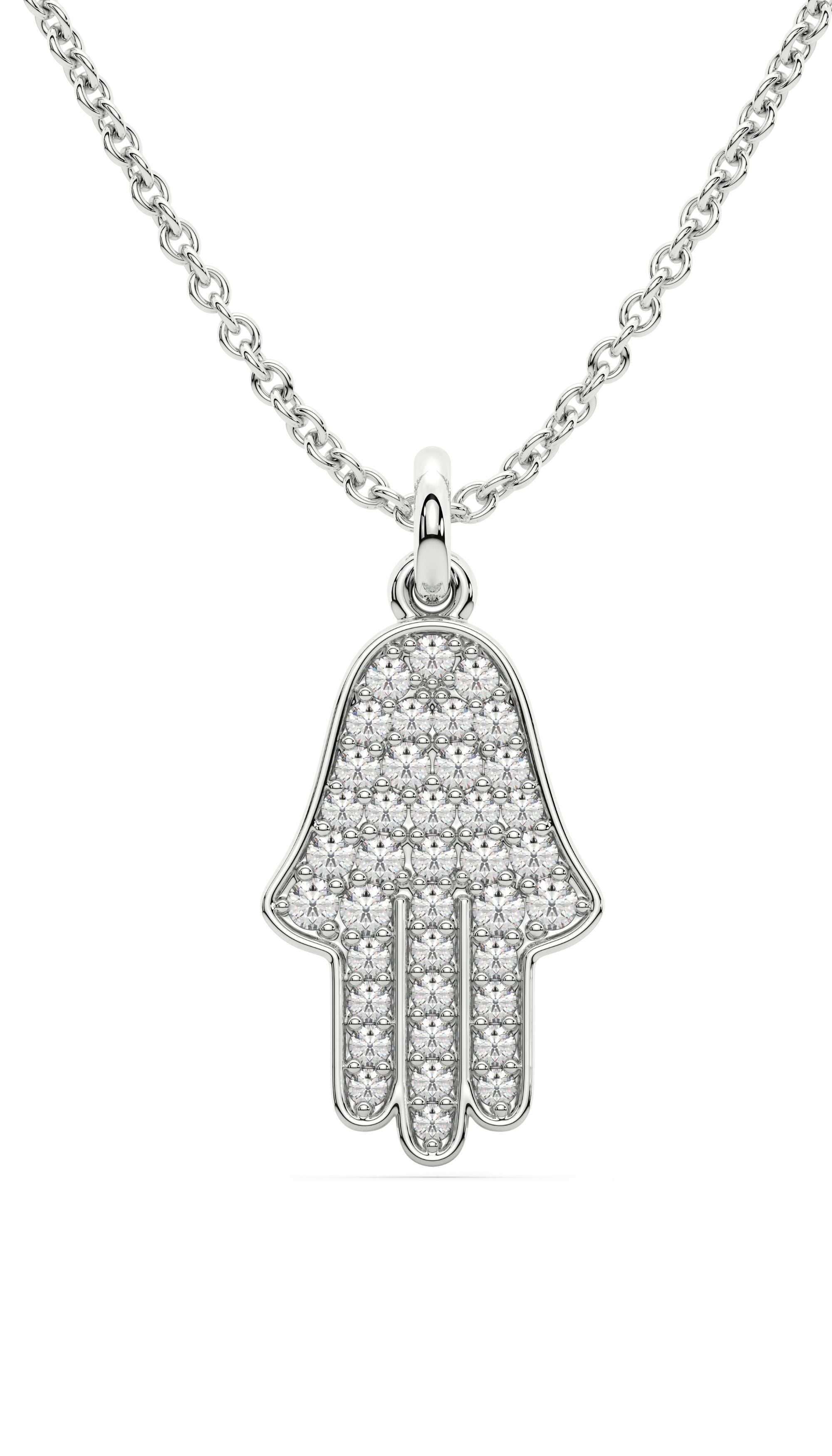 Hamsa Hand Diamond Necklace 925 Sterling silver