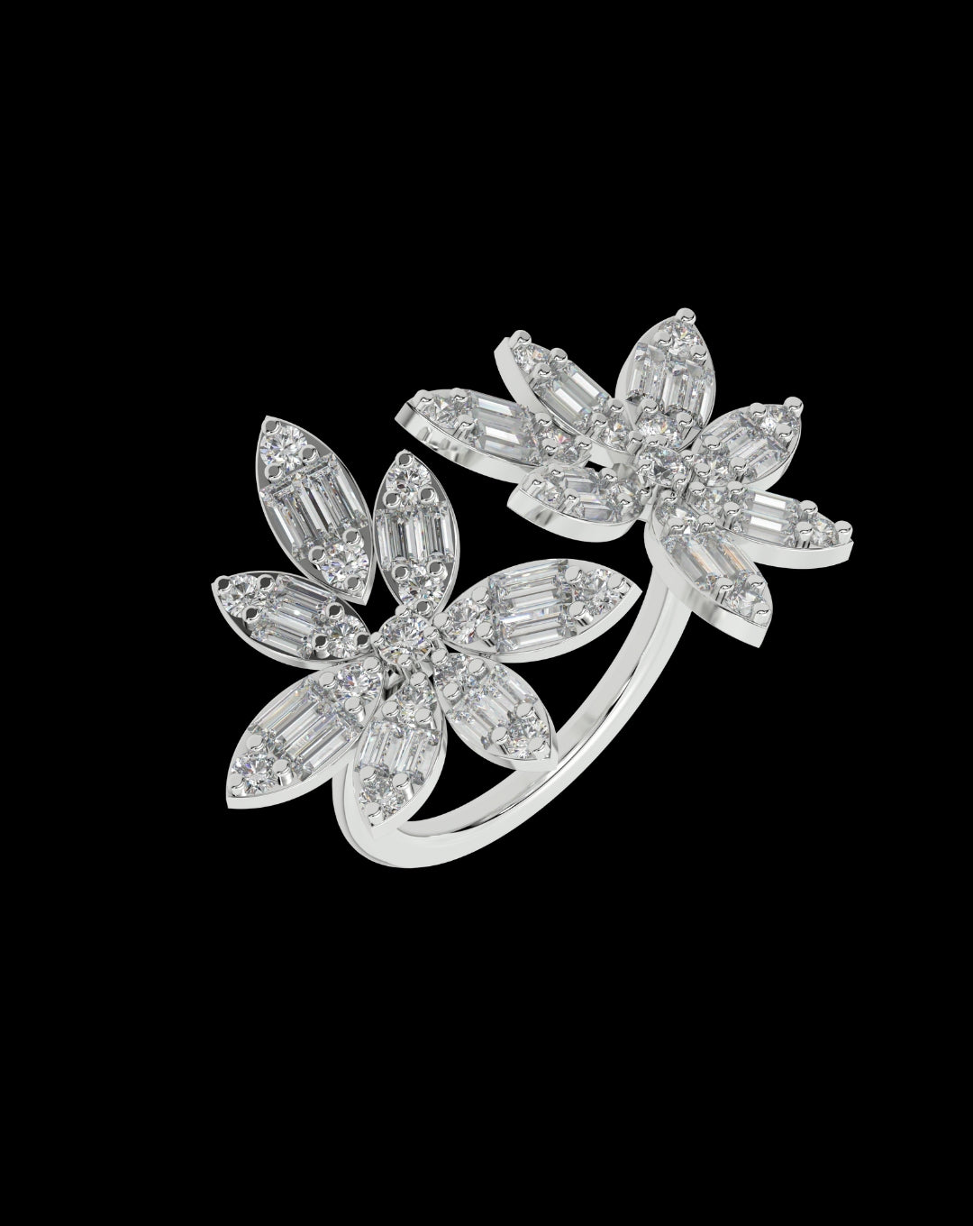 Silver Flower Best For Wedding Diamond Ring