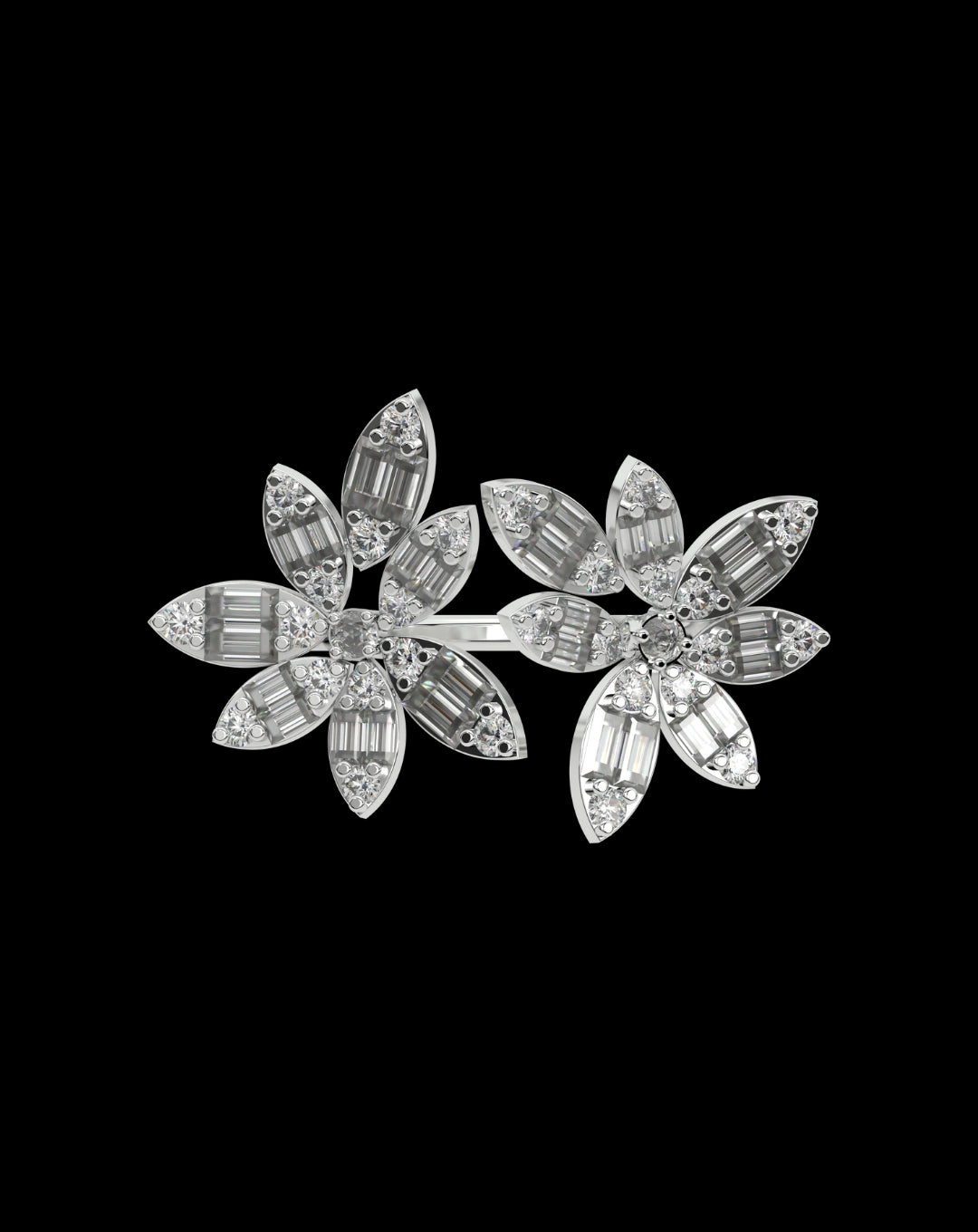 Silver Flower Best For Wedding Diamond Ring