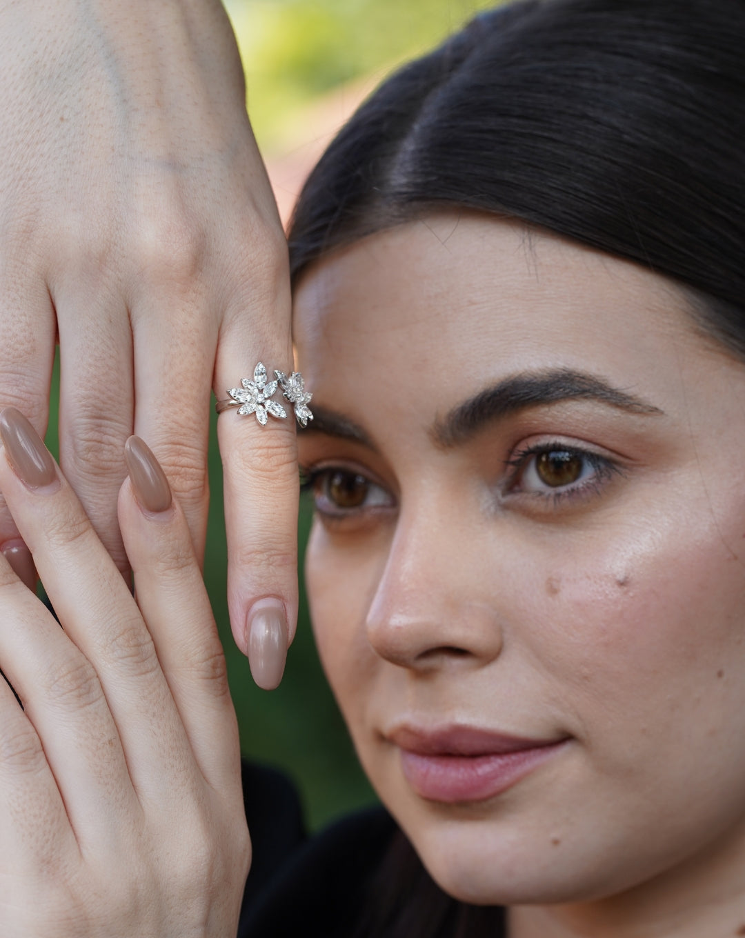 Silver Flower Best For Wedding Diamond Ring