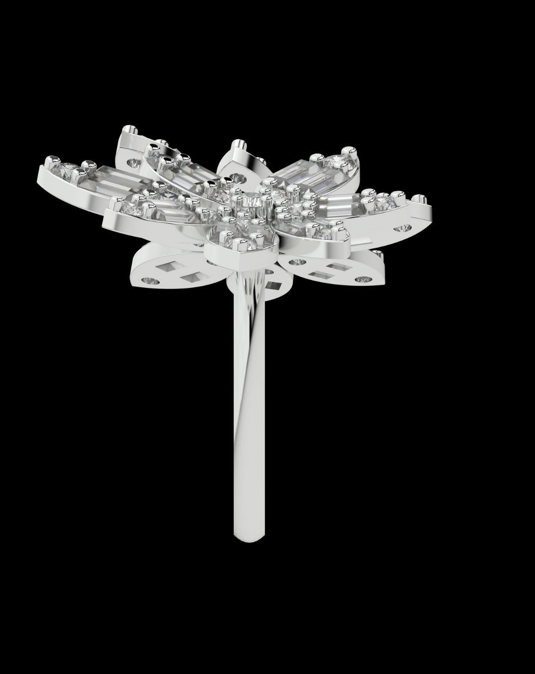 Silver Flower Best For Wedding Diamond Ring