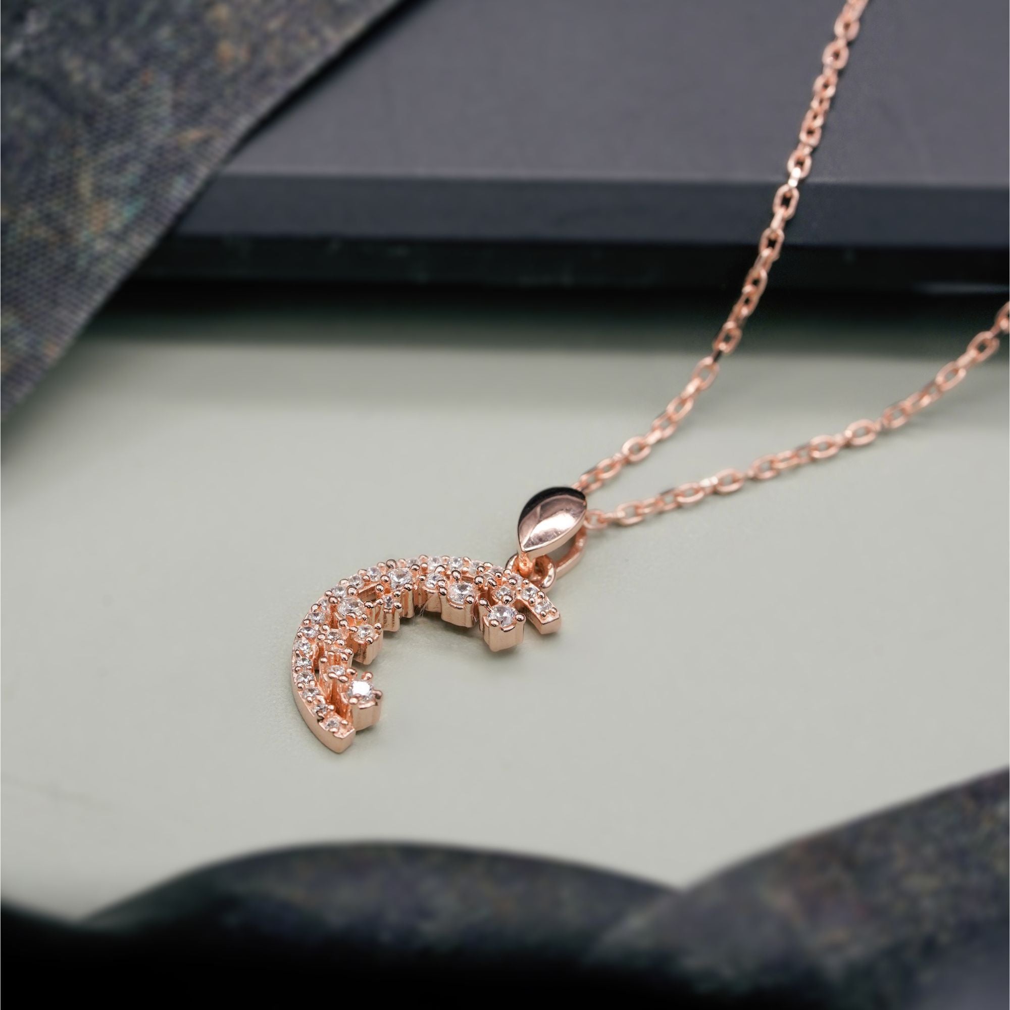Half Moon Diamond Necklace for Women | 925 Sterling Silver