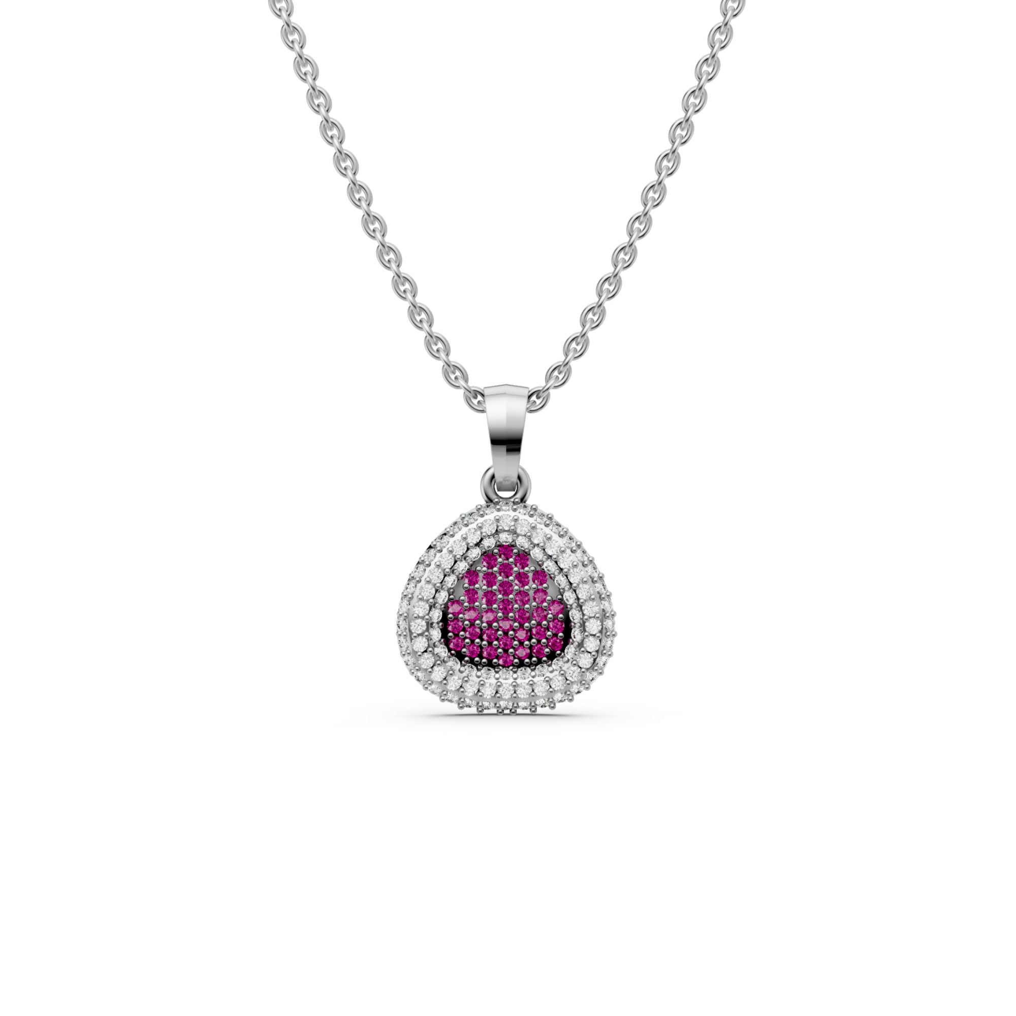 Heart Ruby Diamond Necklace For Women & Girls - 925 Sterling Silver